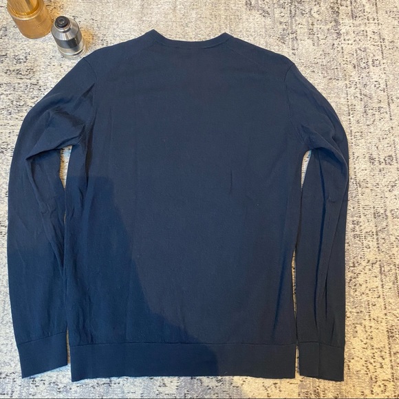 The Kooples Merino Long Sleeve Henley in Blue Petrol - Picture 2 of 6